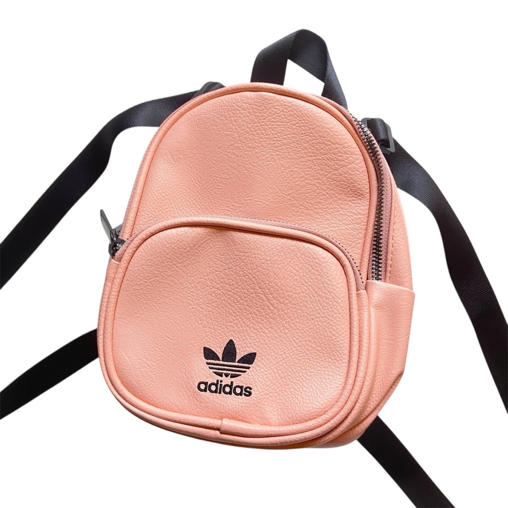 Adidas Bag Women’s Mini Backpack Peach + Black Multi Pocket Strappy Tiny Bag OS